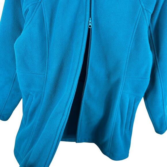 Duluth Trading Co. Shoreline Blue Teal Fleece Full Double Zipper Hooded Jacket S - Picture 4 of 8